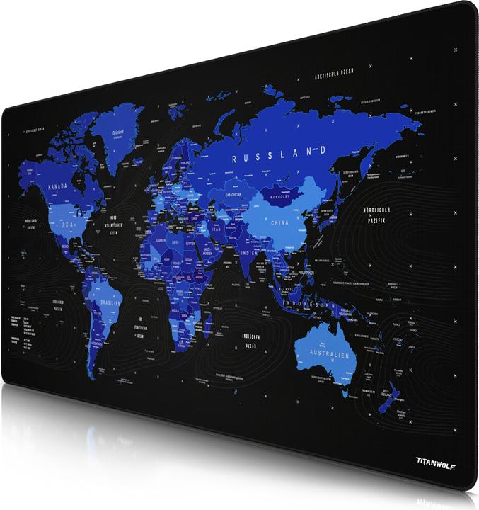 Produktbild Titanwolf Gaming Mauspad, XXXL Speed Mausmatte 1200 x 600 mm, Geschwindigkeit & Präzision, Weltkarte blau