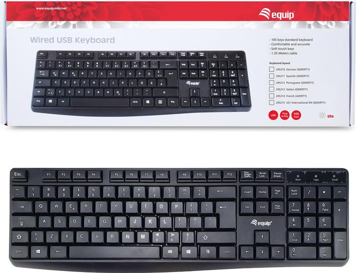Produktbild equip Kabelgebundene USB Keyboard schwarz,US Layout (US, Kabelgebunden)