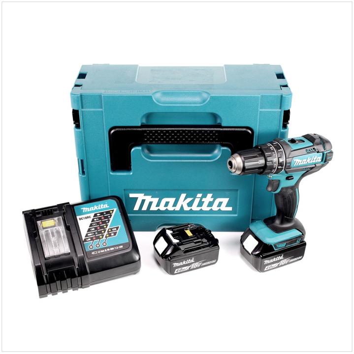 Immagine prodotto Makita DHP 482 RMJ - 18 V Trapano avvitatore a percussione a batteria in valigetta Makpac + 2x Batte (Batteria ricaricabile)