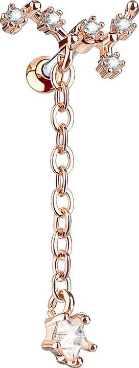 Star Piercing Micro Barbell rosegold Weinrebe mit Anhänger (Chirurgenstahl 316L, Messing)