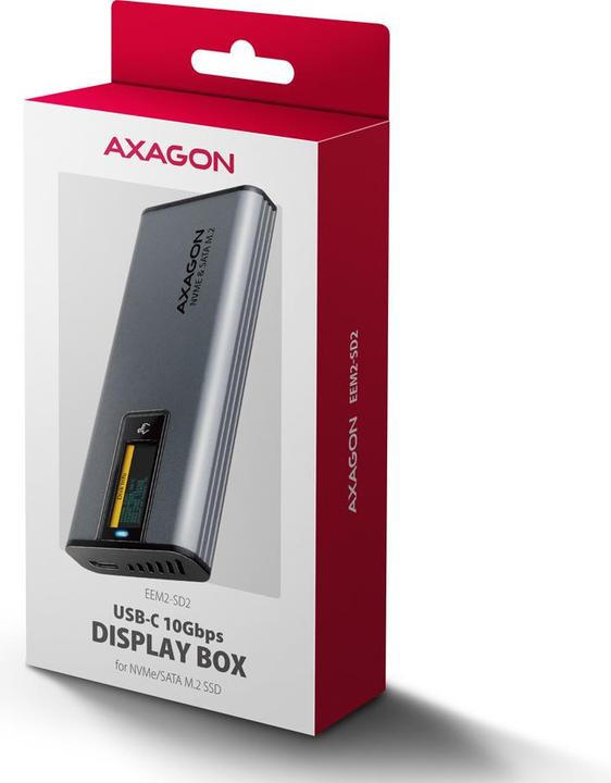 Produktbild Axagon Boitier externe USB-C 3.2 EEM2-SD2 - S-ATA/NVMe M.2 Type 2280 (Noir) (M.2 2280)