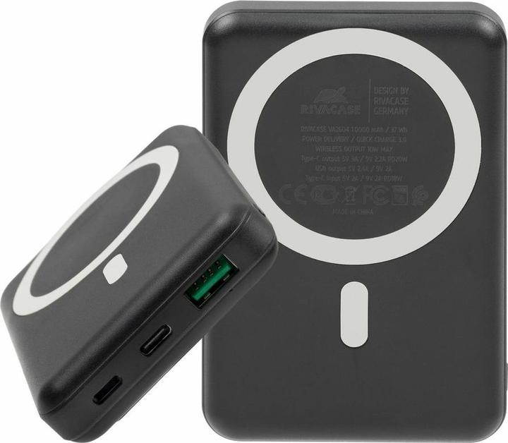 Produktbild Rivacase VA2604 Wireless Powerbank Magsafe Qi 15W, Externer Akku mit QC/PD 20W 10000 mAh Schnelladef (10000 mAh, 20 W, 18.50 Wh)