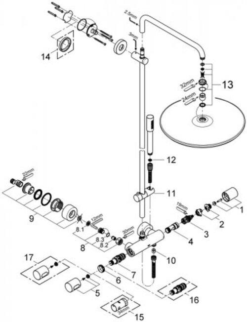 Image du produit Grohe Système de douche RAINSHOWER SYSTEM 400 avec mitigeur thermostatique chromé