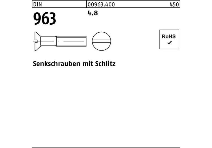 Productafbeelding Verzonken schroef DIN 963 met sleuf M 3 x 25 4,8 (2000 Schroeven per stuk)