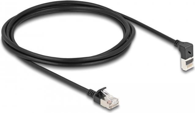 Actual product image Delock RJ45 network cable Cat.6A S/FTP Slim 90° bottom angle (S/FTP, CAT6a, 2 m)