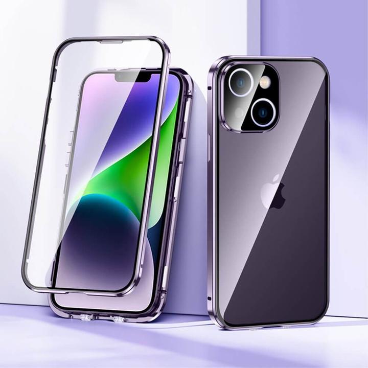 Actual product image Cover-Discount iPhone 14 Plus - Magnetic Protective Case with Glass purple (Apple iPhone 14 Plus)