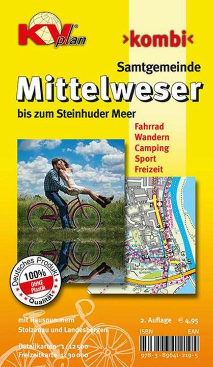 Produktbild Mittelweser (Landesbergen, Stolzenau) mit Steinhuder Meer, KVplan, Radkarte/Wanderkarte/Stadtpl