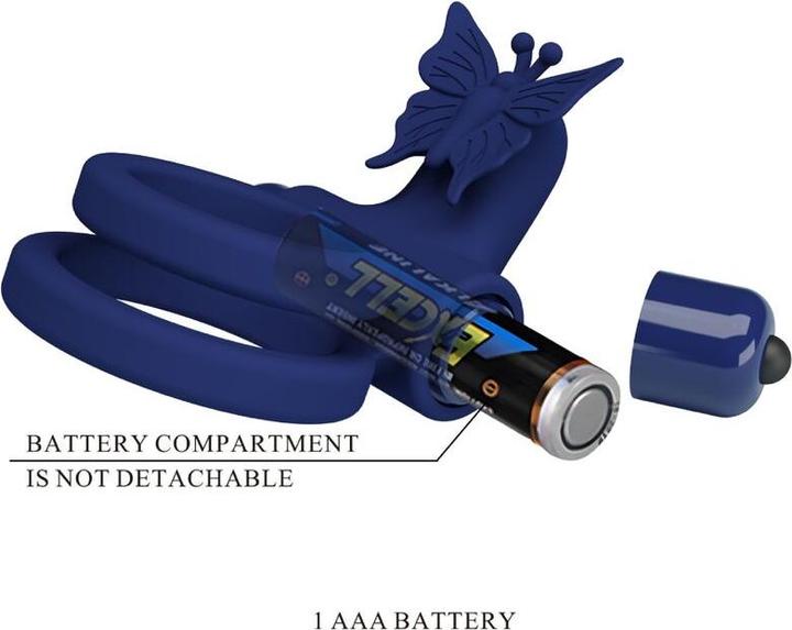 Image du produit Pretty Love Jamele Double Anneau Avec Vibration & Stimulateur De Papillon Bleu