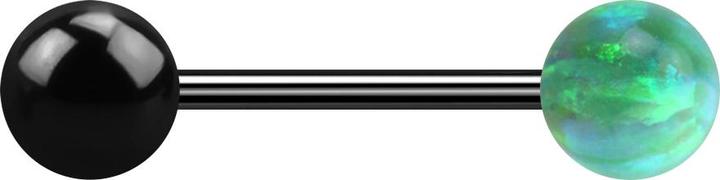 Star Piercing Micro Barbell schwarz mit Kugel und Kugel Opal grün (Chirurgenstahl 316L, ohne Messing)