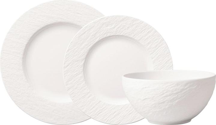 Teller-Set, 12tlg,  4 Personen Manufacture Rock blanc (12 Stück)