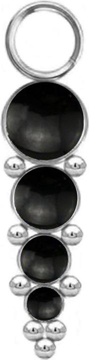 Star Piercing Anhänger silber vier schwarzen Onyx Steinen mit Kugeln (ohne Messing, Chirurgenstahl 316L, Mineralisch)