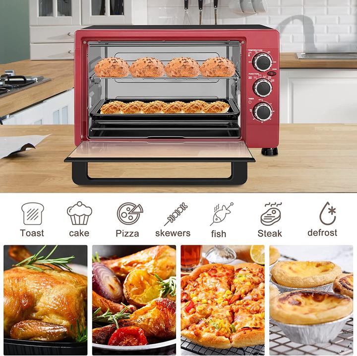 Image du produit Woltu Mini four 32 litres, noir+rouge