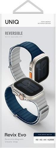 Actual product image Uniq pasek Revix Evo Apple Watch Series 1/2/3/4/5/6/7/8/9/SE/SE2/Ultra/Ultra2 42/44/45/49mm Reversible (Stainless steel, Silicone)
