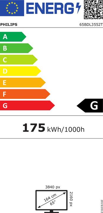 Energy Label Philips 65BDL3552T (3840 x 2160 Pixels, 65")