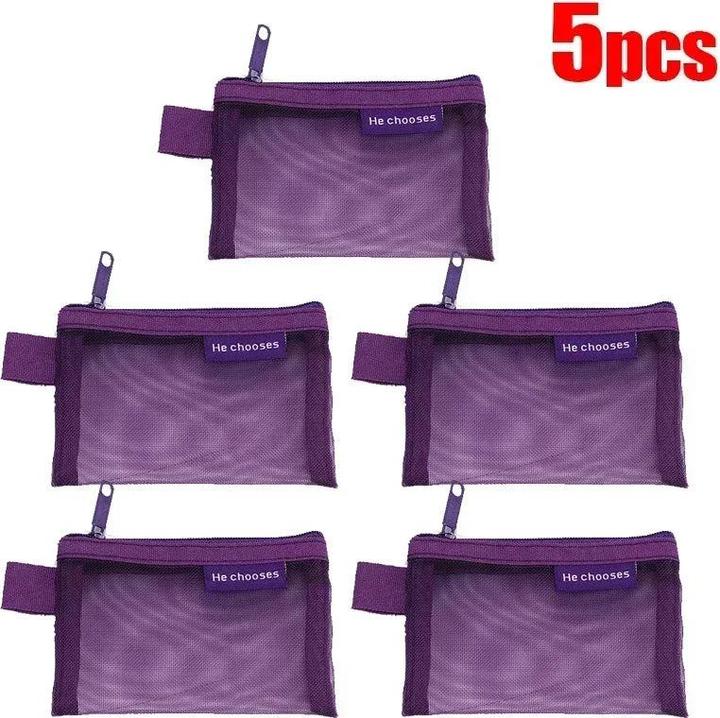 Only-Bags.Store 5 Pcs Mini Mesh Lagerung Taschen Multi-farbe Tragbare Mäppchen Halter Münze Kosmetik Schmuck Reise