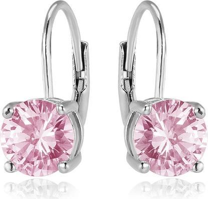Beneto Silver earrings with pink zircons AGUC2233