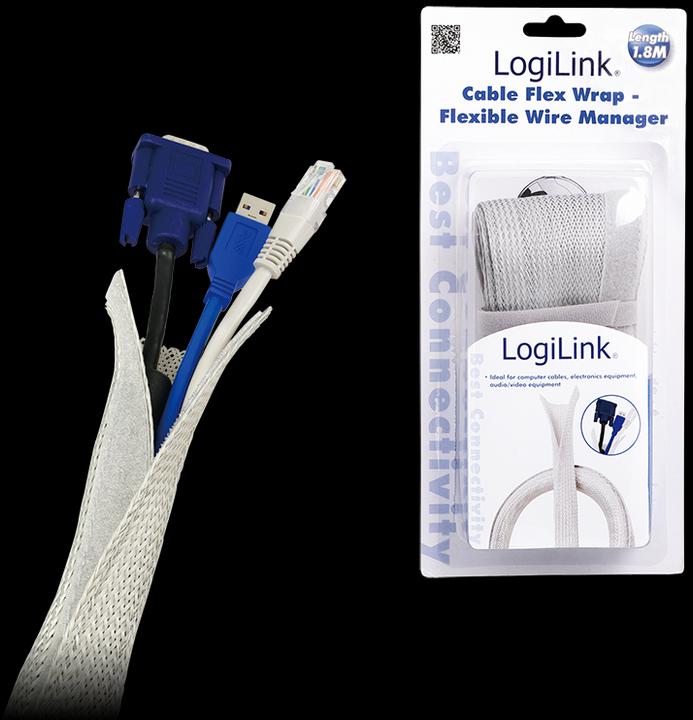 Productafbeelding LogiLink Kabelbundel stofslang, grijs (Kabelopening, 180 cm)