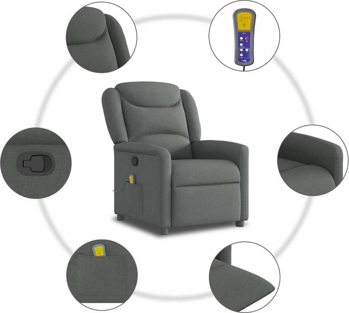 Immagine prodotto VidaXL Poltrona massaggiante in tessuto grigio scuro Poltrona TV massaggiante