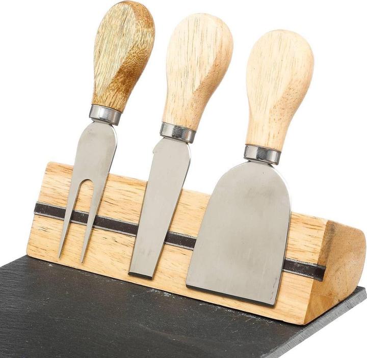 Image du produit Secret de Gourmet Plateau à fromage avec 3 couteaux - Ardoise