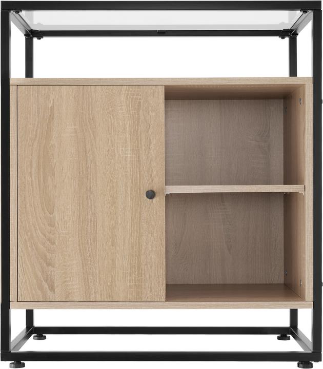 Actual product image tectake Cabinet Coventry | 70x38x80.5cm with display shelves, cupboard and glass top (70 x 38 x 80.5 cm)
