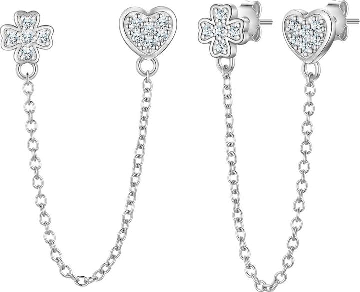 Immagine prodotto Glanzstücke München Orecchini da donna con cuore e quadrifoglio in argento - 34548 (Argento)