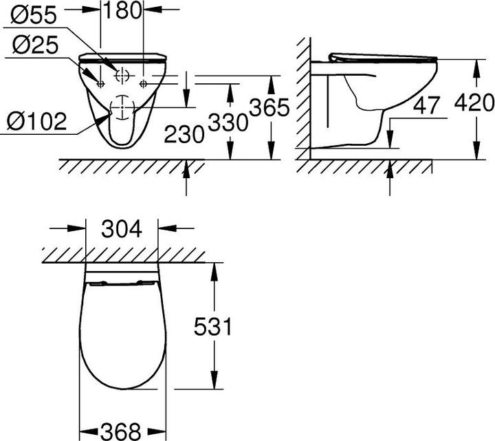 Produktbild Grohe Bau Keramik Wand-Tiefspül WC, inkl. WC-Sitz, Slim-Variante, Soft-Close