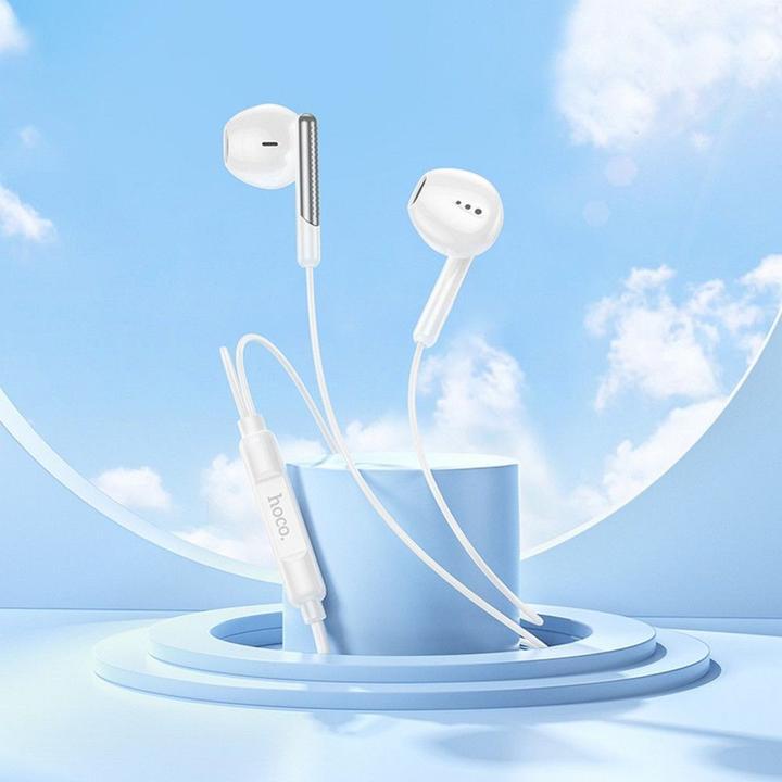 Actual product image Hoco Wired headphones EOL wire earphones Type C with microphone M123 white