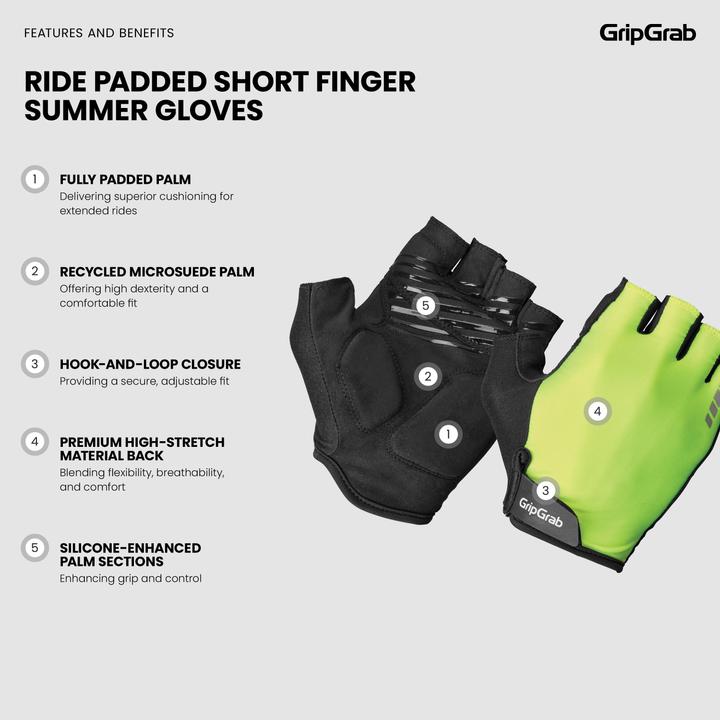 Produktbild GripGrab RIDE Padded Short Finger Summer Gloves (XS)