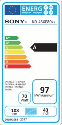 Energie-Label Sony Kd-43xe8005 (43", LCD, 4K, 2017)