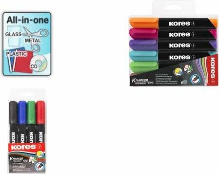 Energie-Label Kores Permanent Marker, Rundspitze (Mehrfarbig, 3 mm, 4 x)
