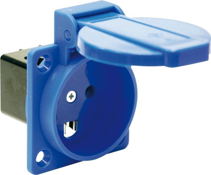 Image du produit PCE Système danois prise de courant 13A 3p 250V IP44 noir, connexion arrière, brides