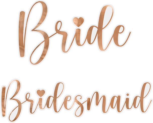 Actual product image Partydeco Glass stickers "Bride & Bridesmaid", rose gold (1 pkt / 6 pc.)