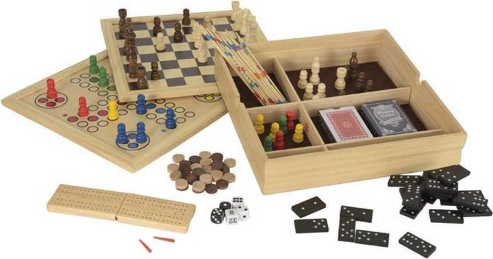 Produktbild Egmont Spielebox aus Holz mit 11 verschiedenen Spielen. (Deutsch, Französisch, Italienisch, Englisch)