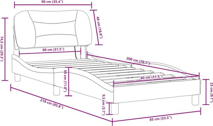 Produktbild VidaXL Bettgestell mit LED Stoff (90 x 190 cm)