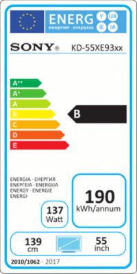 Etichetta energetica Sony Kd-55xe9305 (55", LCD, 4K, 2017)