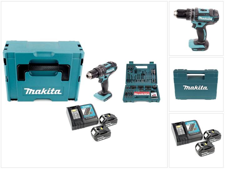 Makita DHP482RTJ 18V 2x rechargeable battery-powered impact drill (Rechargeable battery operated)