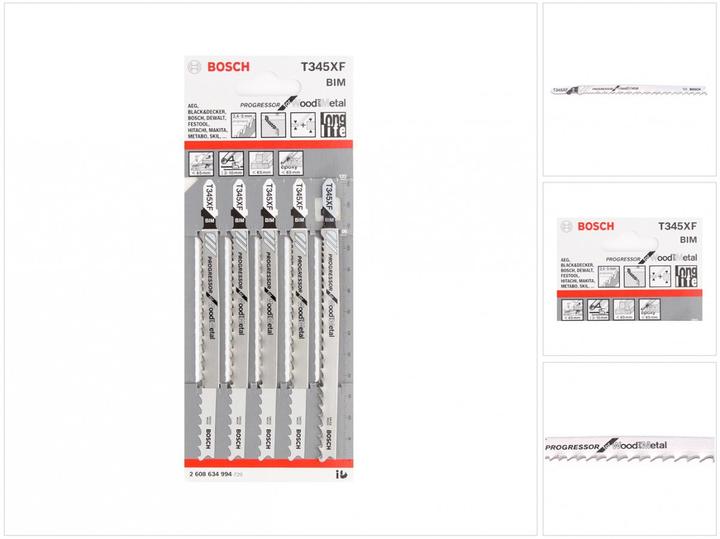 Produktbild Bosch Professional Zubehör PRO Multi Material thick and thin T345XF Stichsägeblatt, 132 mm, 5-tlg.