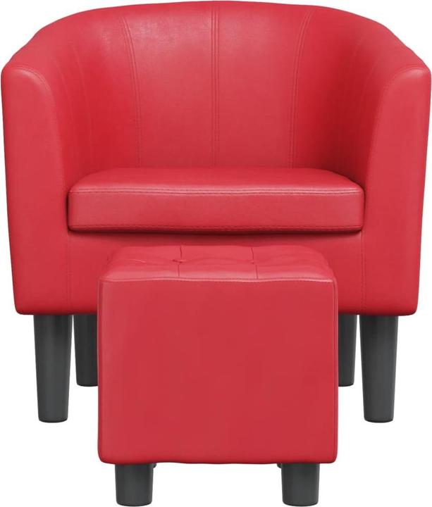 Produktbild VidaXL Clubsessel mit Fusshocker Rot Kunstleder,Farbe