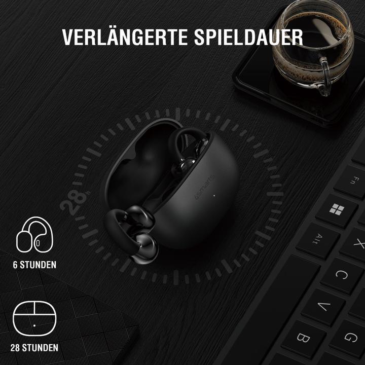 Productafbeelding 4smarts Open-Ear-Kopfhörer SkyBuds Clip Grau, Detailfarbe: Grau (NC, 28 h, Draadloze)