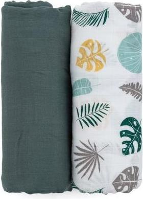 Petite&Mars Misty Cloth Diapers - Misty Green, 120 x 120 cm, 2 pcs (120 cm)