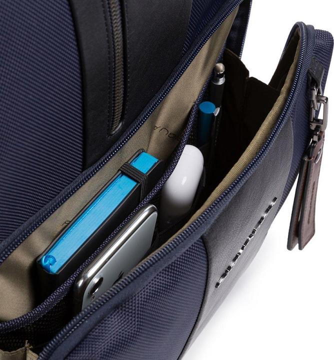 Actual product image Piquadro Fast-Check recycled fabric laptop backpack with LED light (29 l)