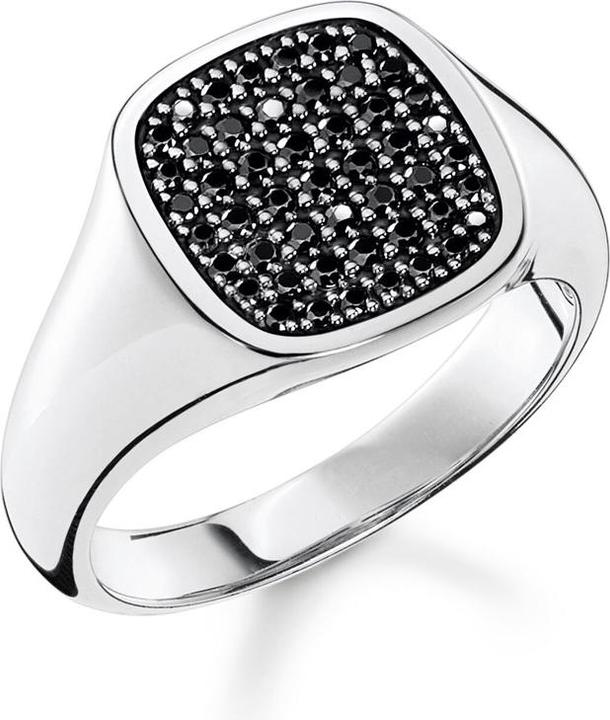 Thomas Sabo Ring mit Schwarzen Steinen Silber (62, 925 Silber)