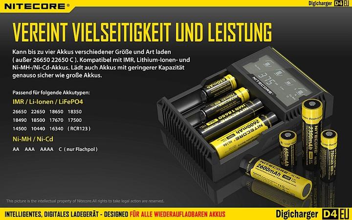 Image du produit Nitecore Digicharger D4EU - Version UE (1 pcs, C, AAA, RCR123A, AA, Chargeurs sans batterie)