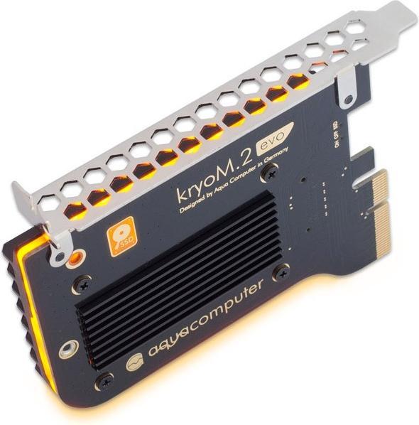 Produktbild Aqua Computer Aquacomputer kryoM.2 evo PCIe 3.0/4.0 x4 Adapter f??r M.2 NGFF PCIe SSD, M-Key mit Passivk??hler (1 x)