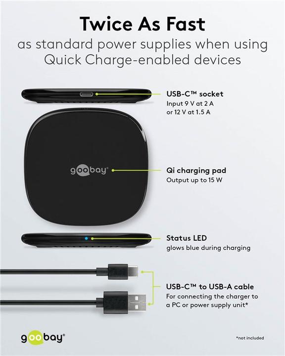 Produktbild Goobay Kabelloses Schnellladegerät (15 W)