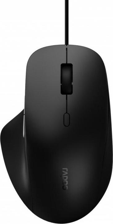 Actual product image Rapoo N500 Black Ergonomic Wired Optical Mouse (Cable)