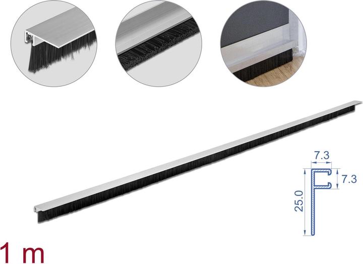 Produktbild Delock Bürstenstreifen 20 mm mit Alu-Profil gewinkelt (Filzgleiter, 1 Stück)