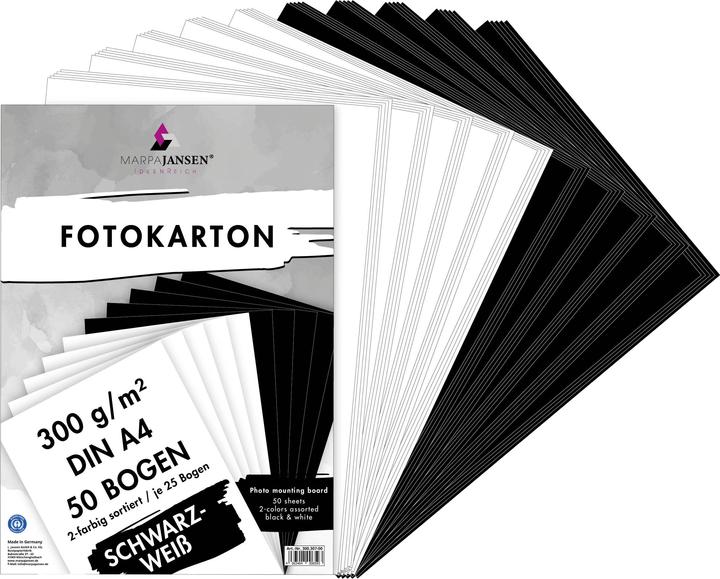 Actual product image MarpaJansen Photo cardboard assortment "black and white", A4, 50 sheets (300 g/m², 50 x)