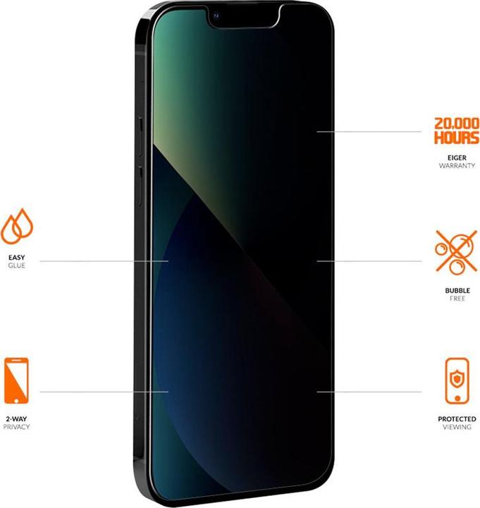 Actual product image Eiger Mountain Glass Black (1 Piece, Apple iPhone 13 Pro Max, Apple iPhone 14 Plus)