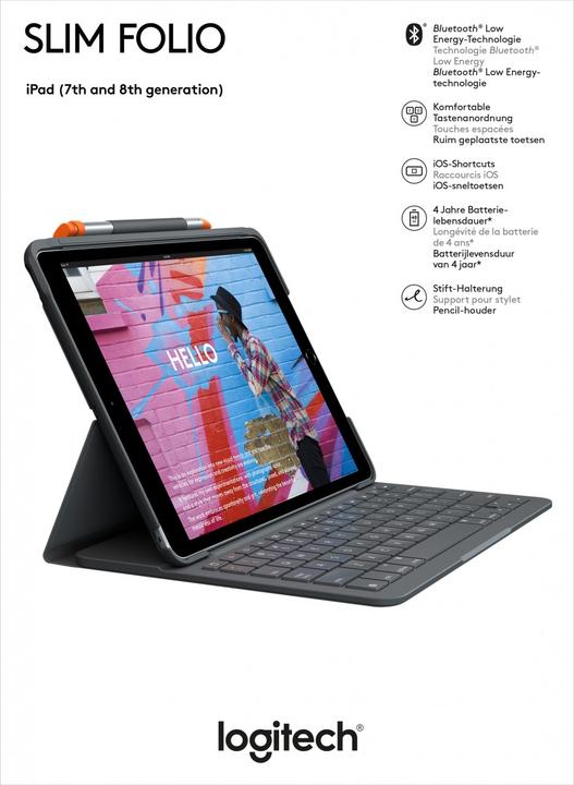 Produktbild Logitech Slim Folio (DE, iPad 2019 (7. Gen), iPad 2020 (8. Gen), iPad 2021 (9. Gen))